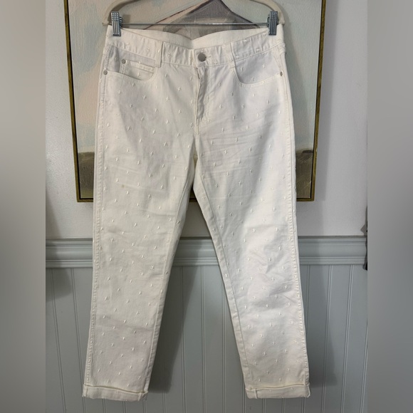 STELLA MCCARTNEY Off White Skinny Boyfriend Star Embroidered Jeans Sz 30 - Picture 2 of 7